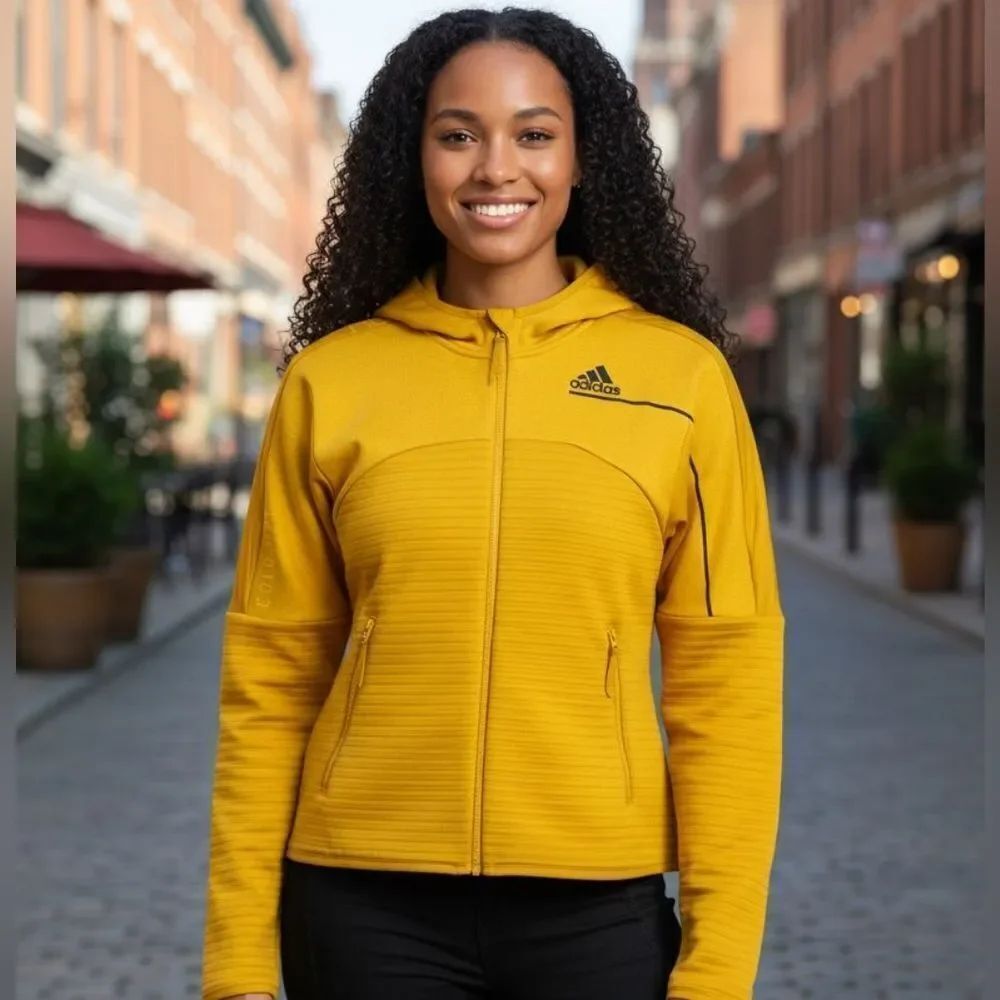 Adidas Cold. RDY Mustard Yellow Zip-Up Hoodie JACKET Size M